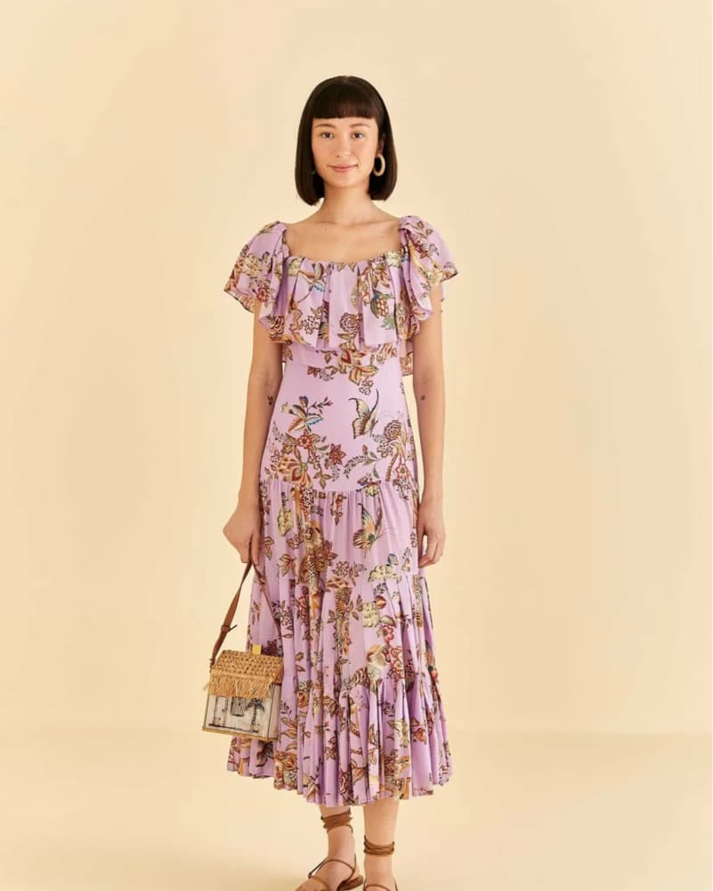 Floral Ruffle Off-Shoulder Midi Dress - Image 5