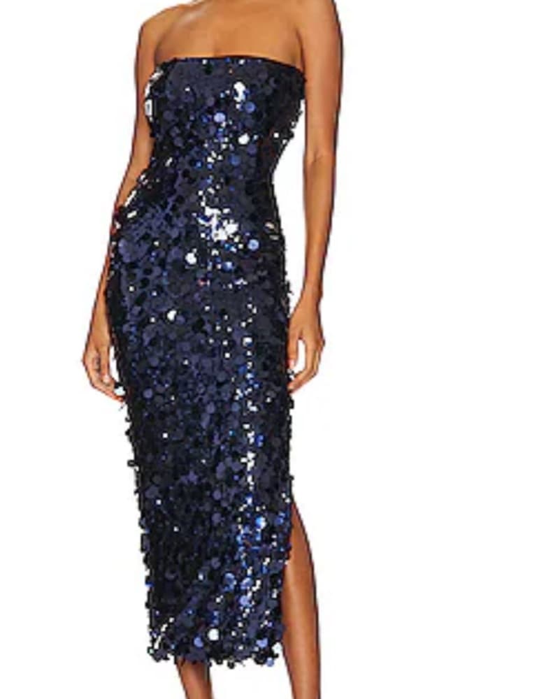 Blue Sequin Midi Dress - SM - Image 1