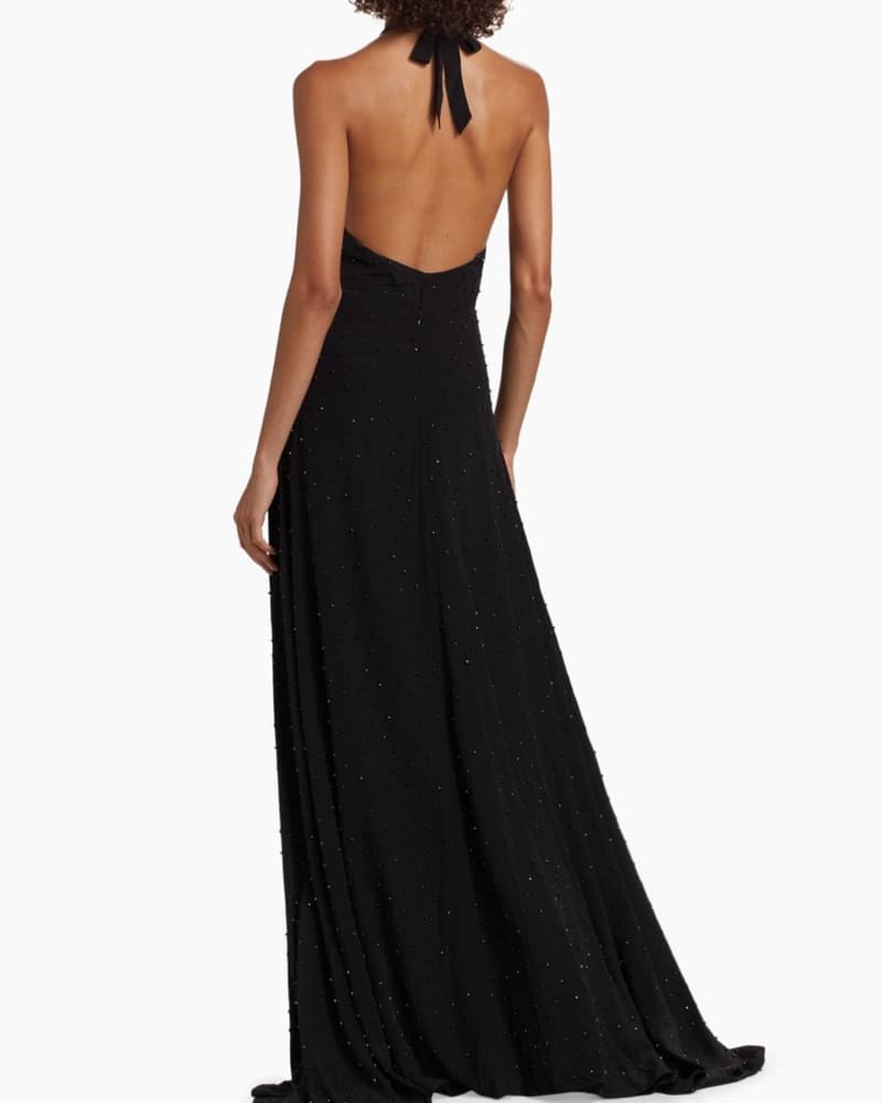 Black Tie Beaded Halter Gown - Image 2