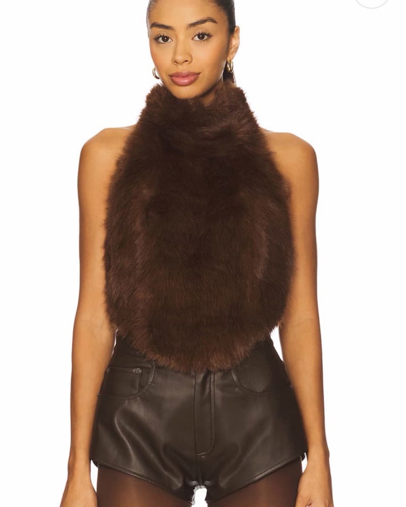 Julietta Faux Fur Top in Chocolate - Image 1