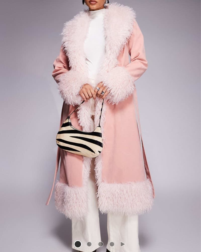ASOS PINK FUR TRIM COAT 🩰 - Image 1