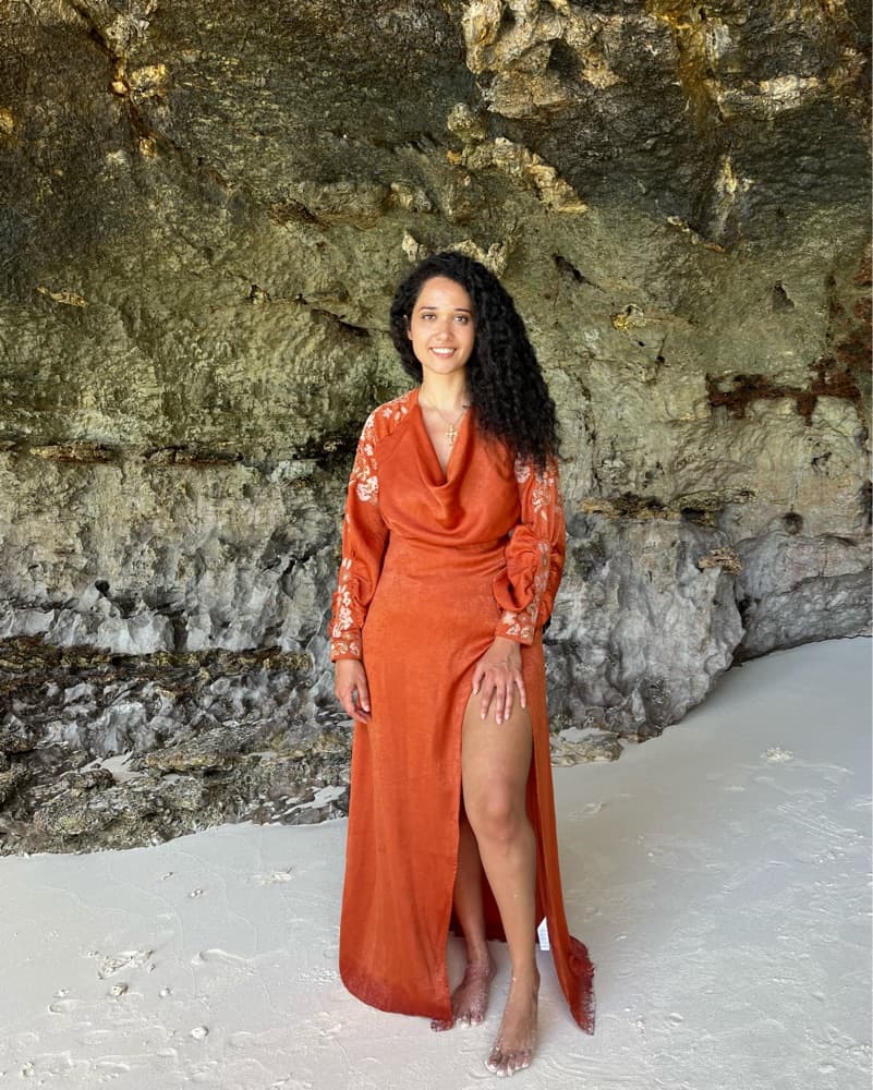 ASOS Burnt Orange Embroidered Dress - Image 1