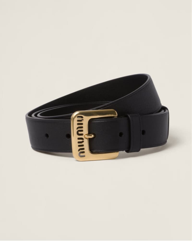 Miu Miu Belt Leather Black Gold Buckle - Image 1