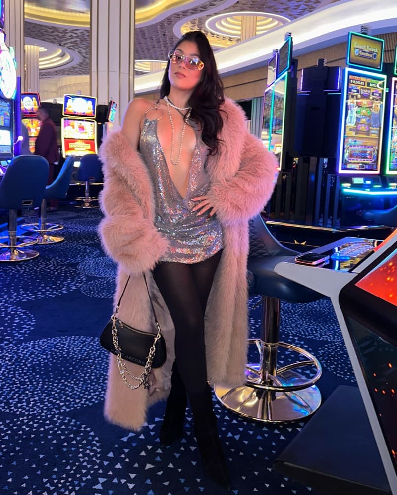 Topshop Pink faux fur long coat - Image 2