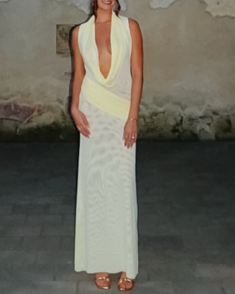 Plunge Neckline Sleeveless Gown - Image 4