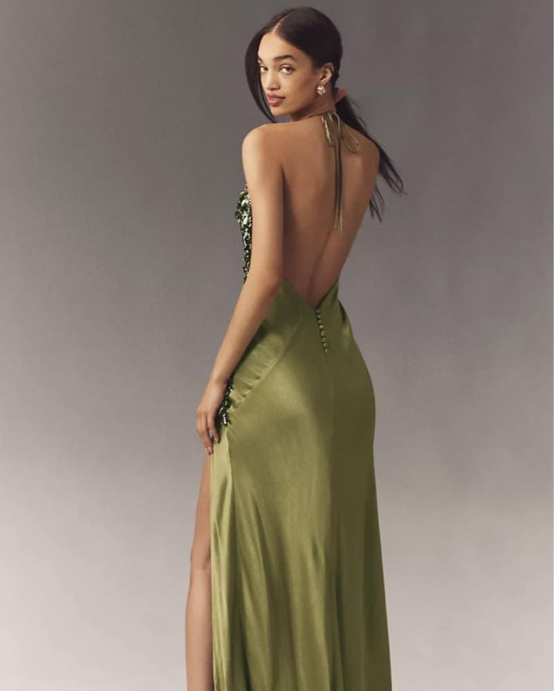 Bardot Yve Sequin Satin Halter Dress - Image 2
