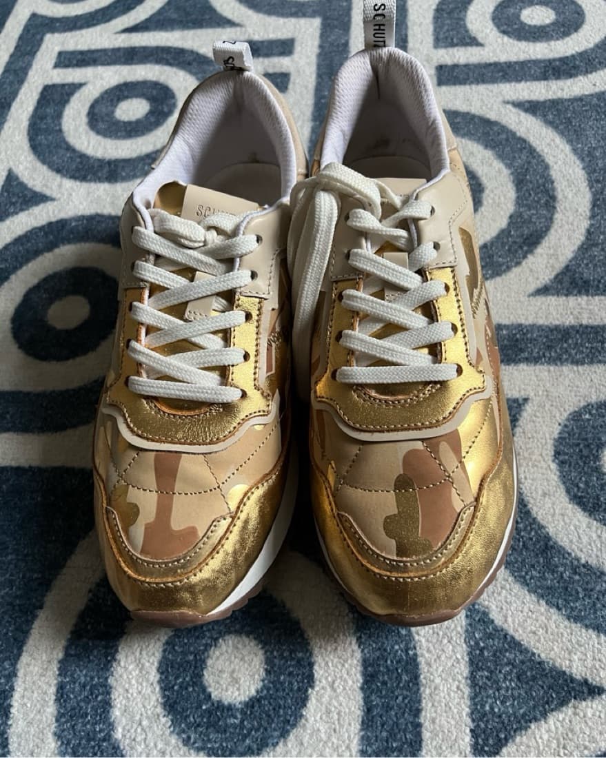 Schutz Gold Camo Sneakers - Image 1