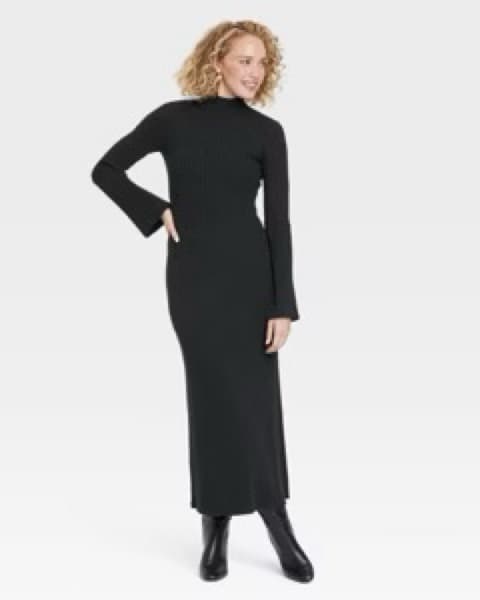 Elegant Black Knit Maxi Dress - Image 2