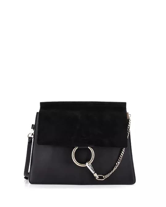 Black Suede & Leather Xbody Bag - Image 1