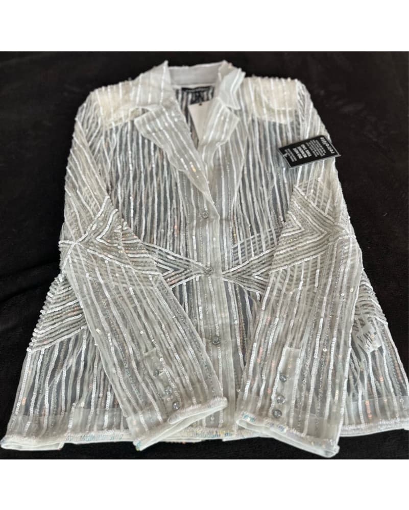 Retrofete Jocelyn White Sequin Blazer XS - Image 2