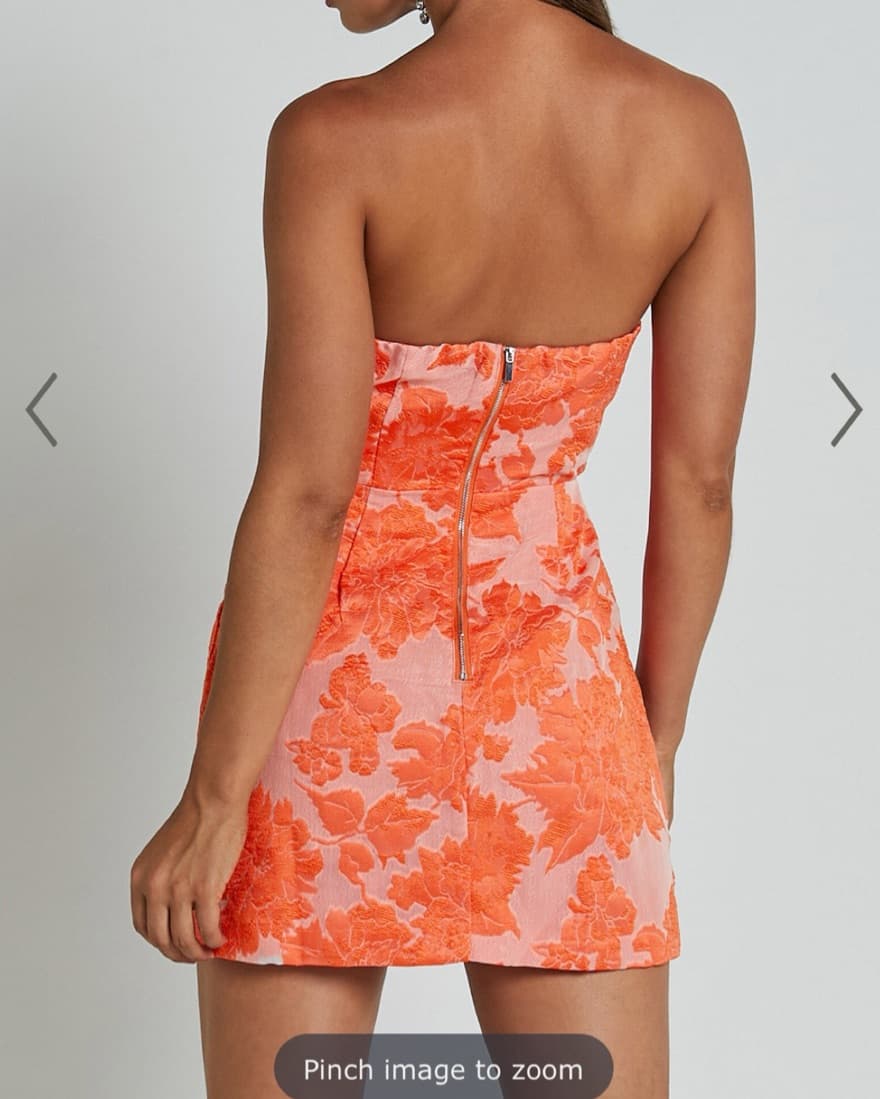 Orange Jacquard Mini Dress - Image 4