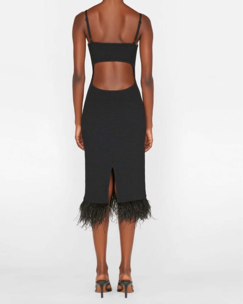 Frame Feathered Midi Dress - Image 4