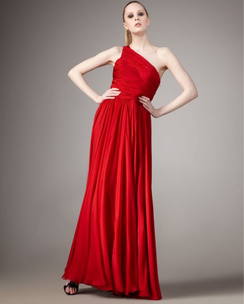 Halston Ravishing Red One-Shoulder Gown - Image 2