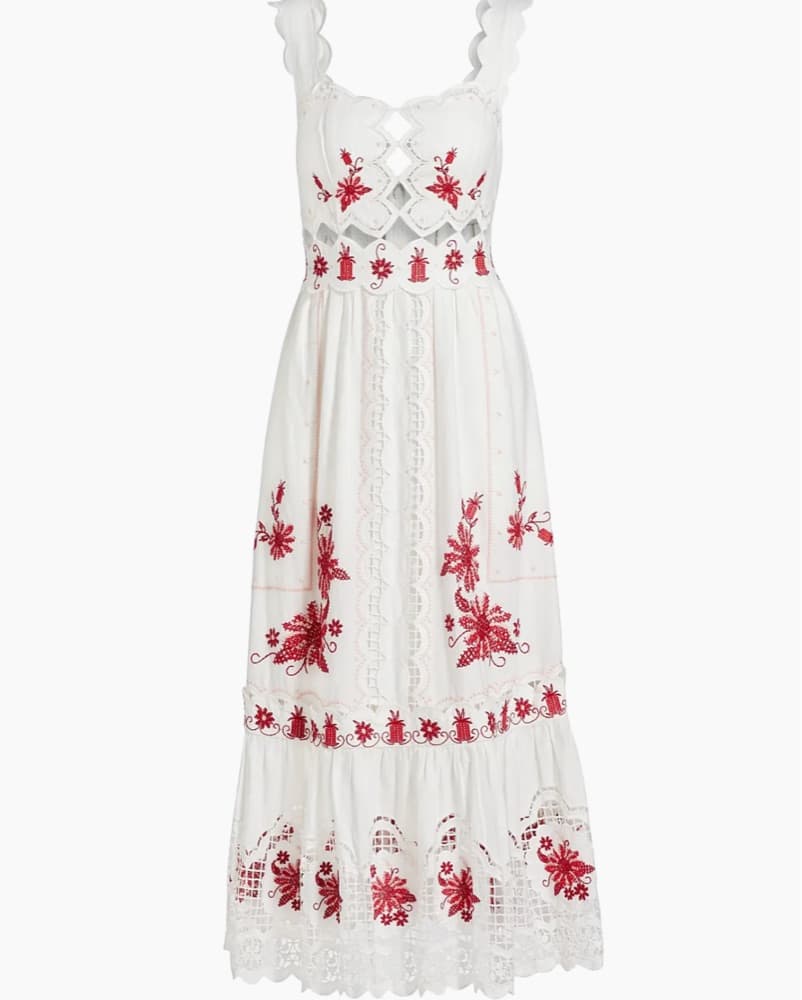 Farm Rio White and Red Midi Dress - Image 2