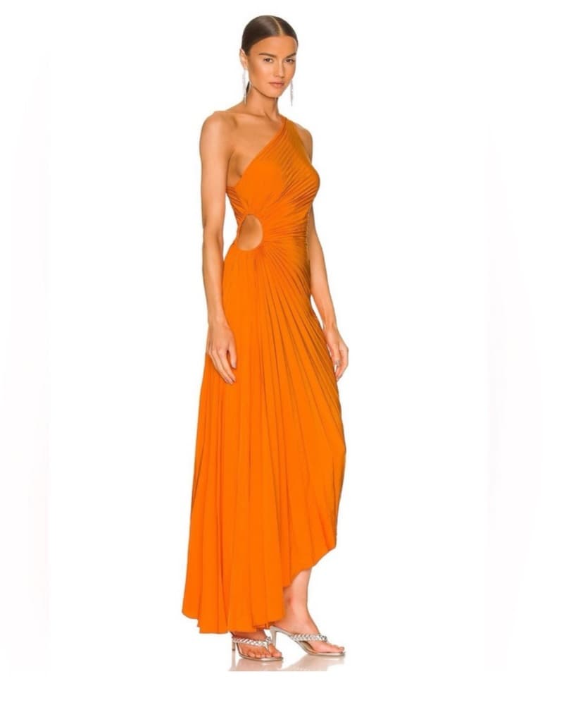 ALC Orange One Shoulder Cut Our Dress - Image 2