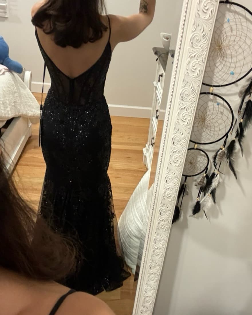 Stella Couture Black Sequin Gown  - Image 2