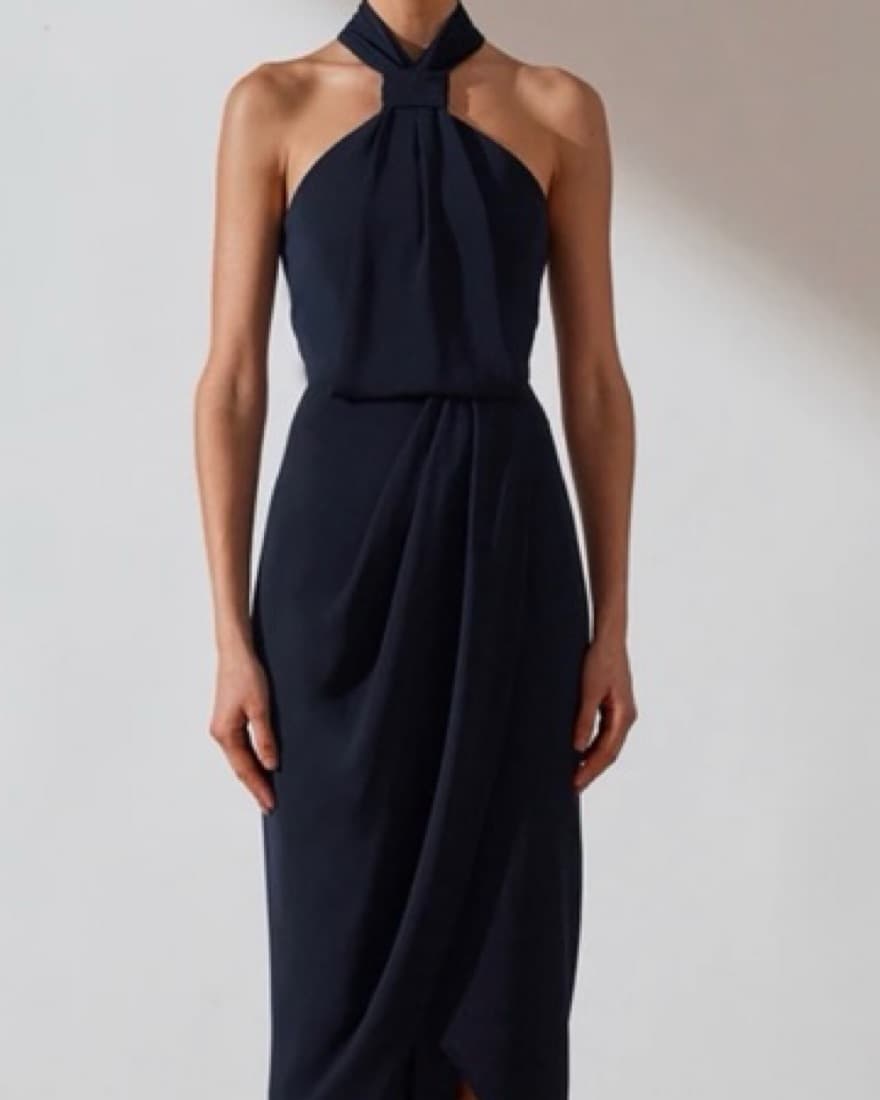 Shona Joy Core Knot Draped Dress Navy - Image 2