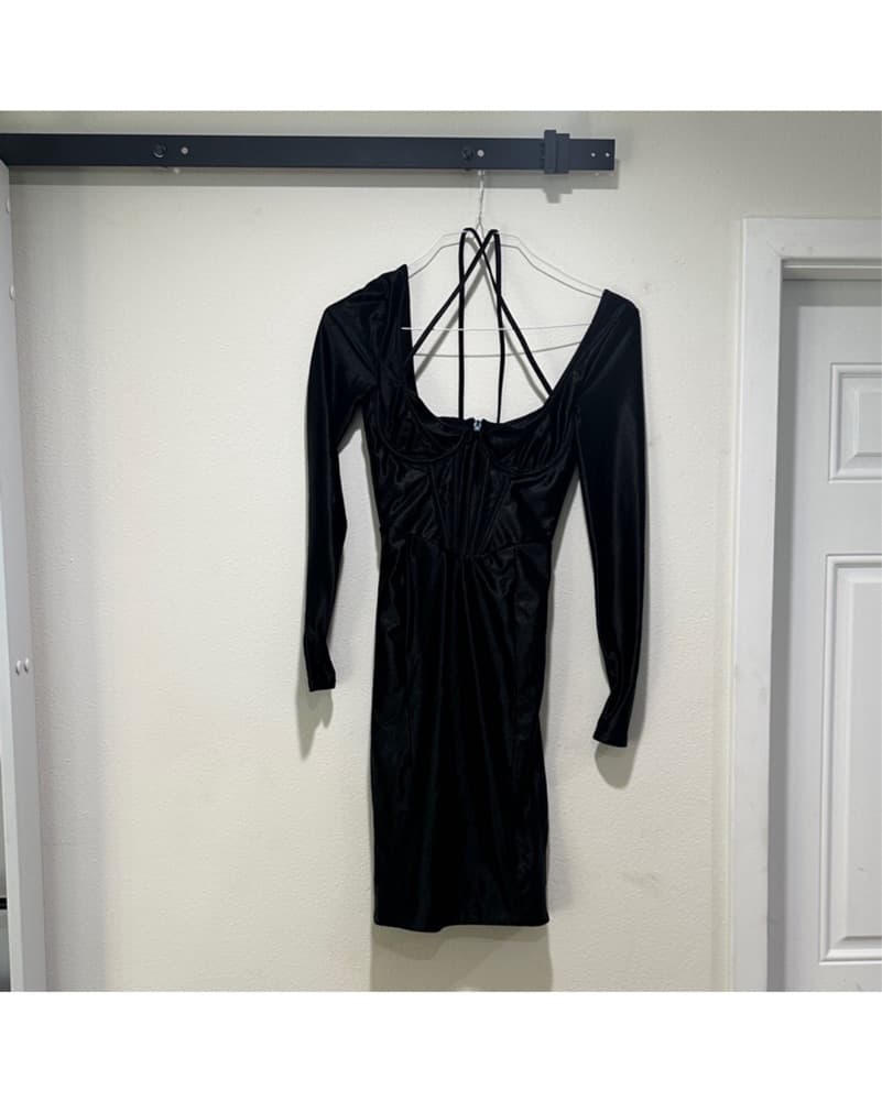 Grazia Long Sleeve Satin Corset Dress - Image 2