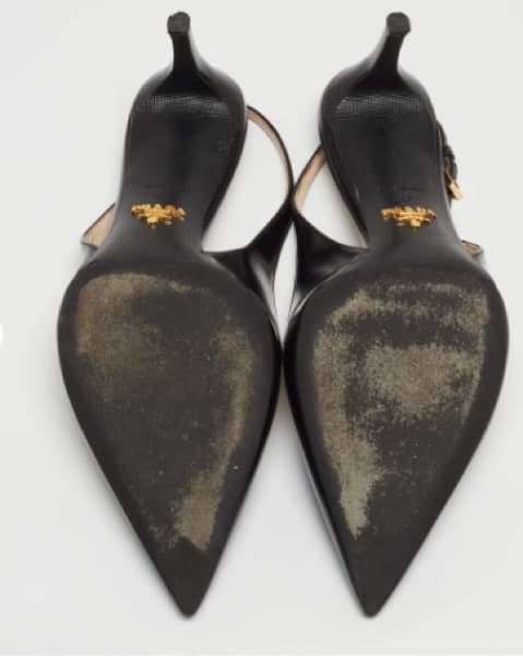 Prada Black Leather Pointed Slingback - Image 5