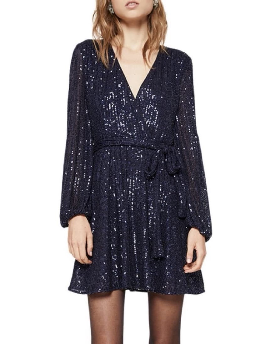 Bardot Dark Blue Mini Sequin Dress - Image 3