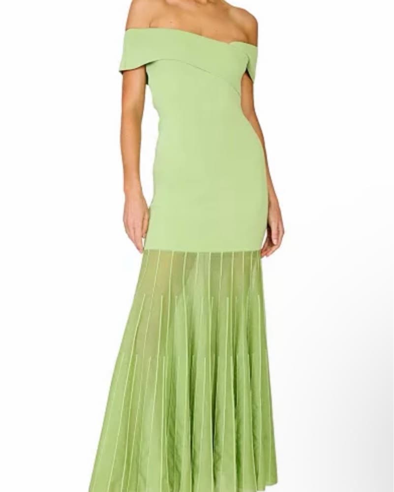 Line And Dot Off The Shoulder Dress - Image 1