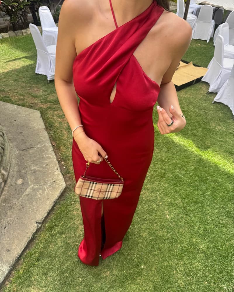 Cross-Neckline Slit Dress  - Image 1