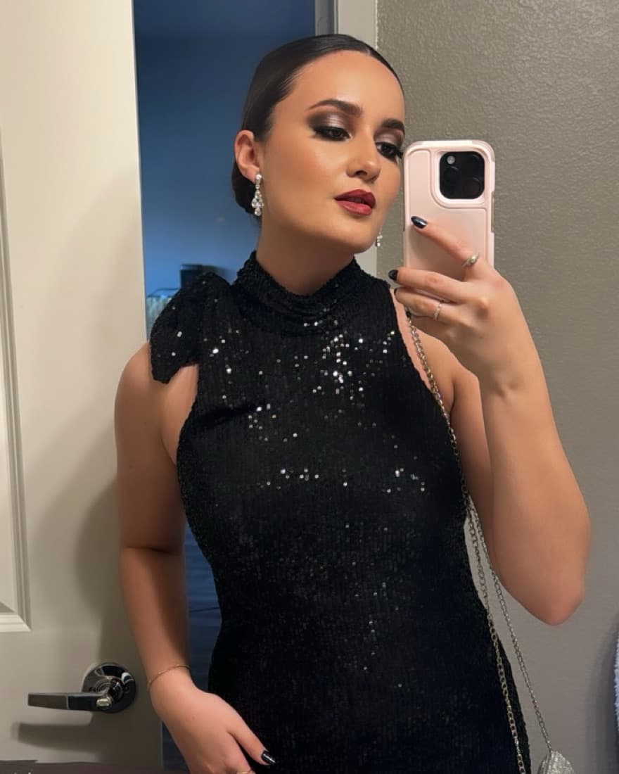 Mac Duggal Mock Neck Sequin Gown - Image 4