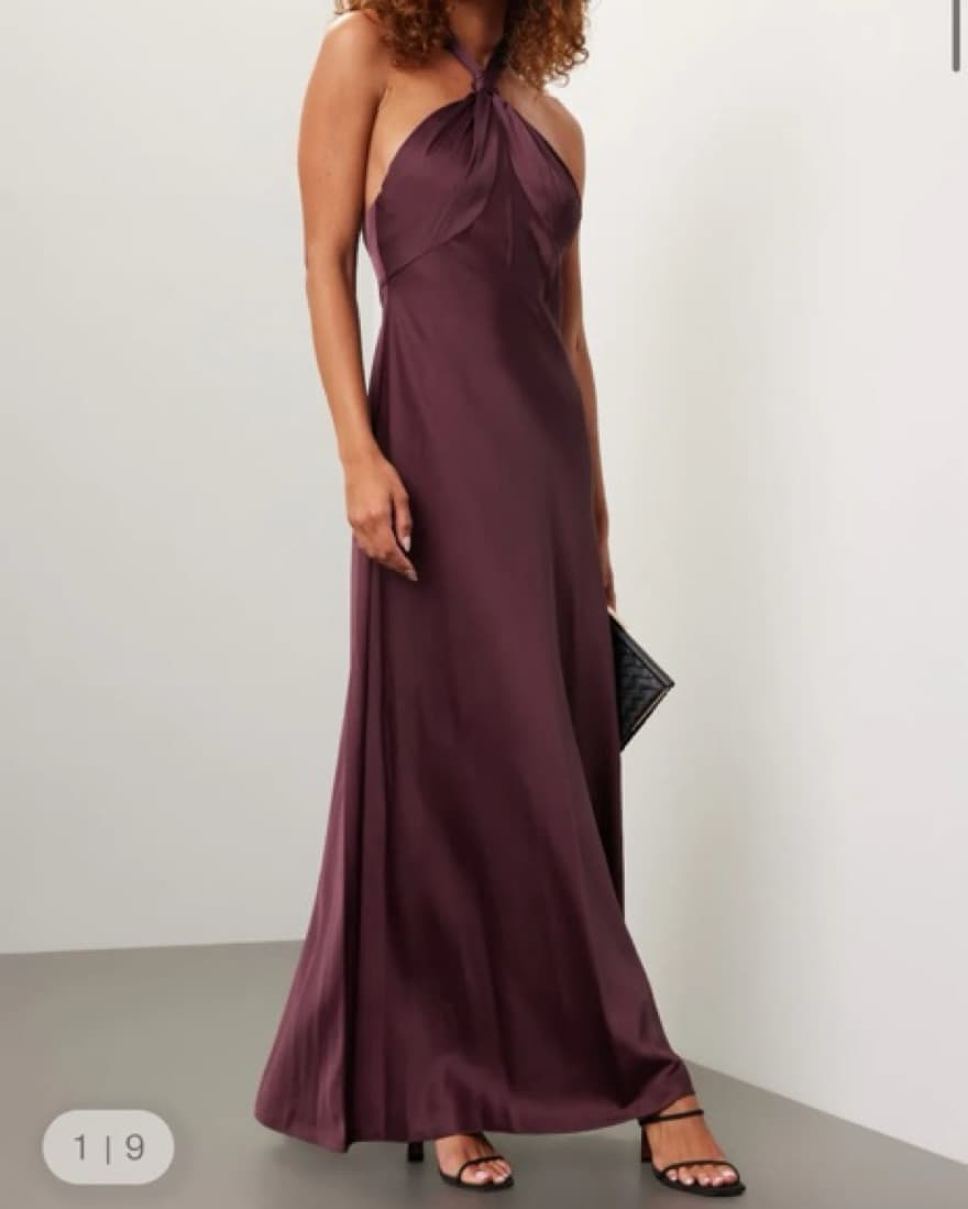 Liv Foster Satin Halterneck, Purple, 4 - Image 1