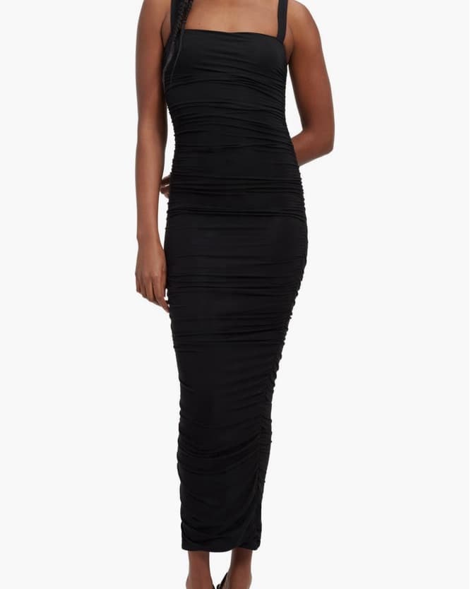 Good American Ruched Black Maxi Dress - Image 1