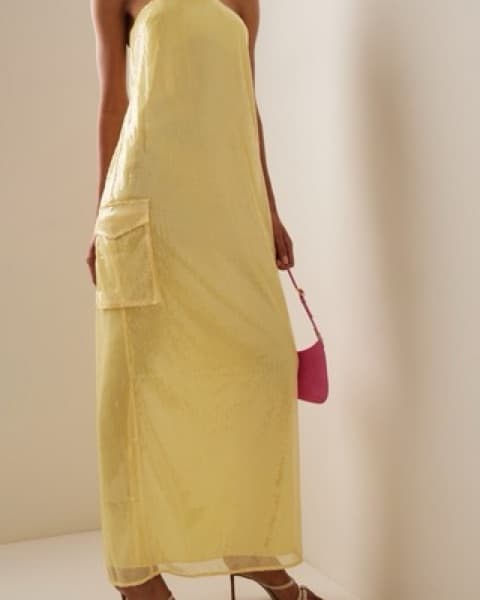 STAUD Casey dress - Yellow Sequin - Image 1