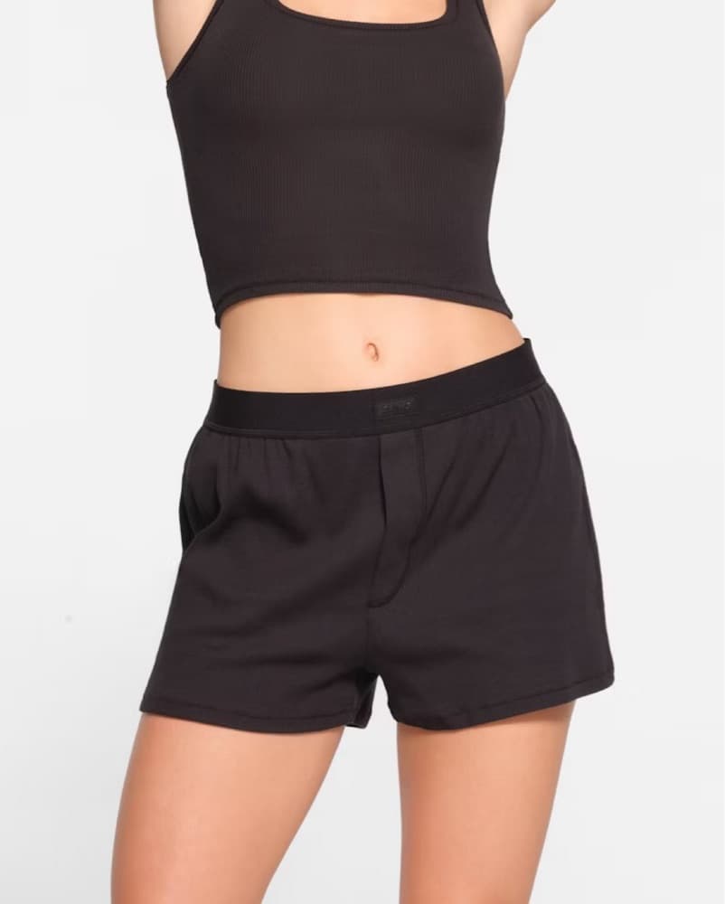 SKIMS black loose boxers ribbed  - Image 1