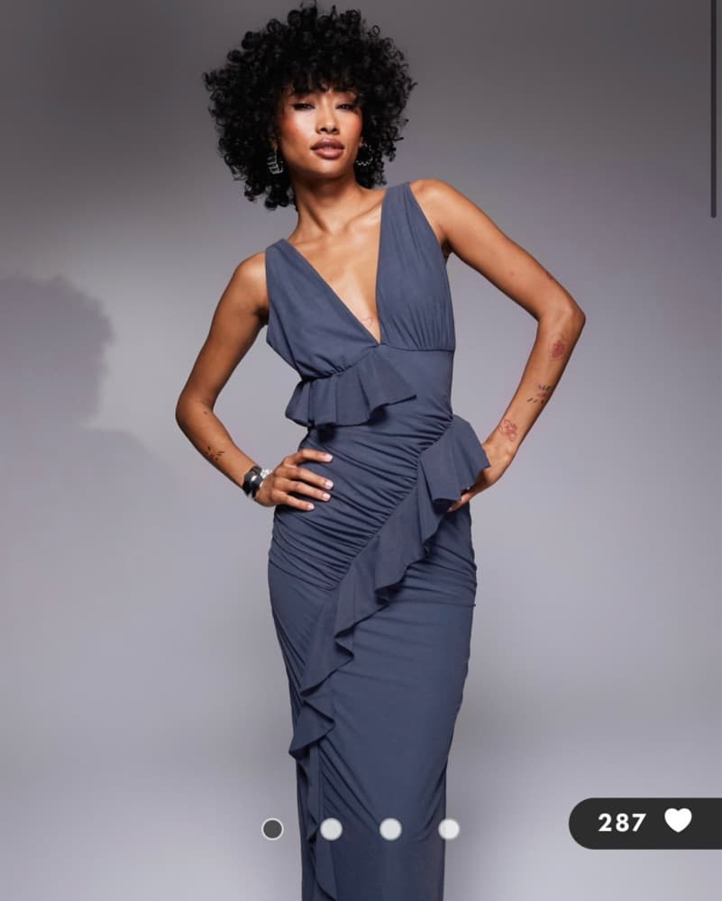 ASOS Design Chiffon Plunge Maxi Dress  - Image 1