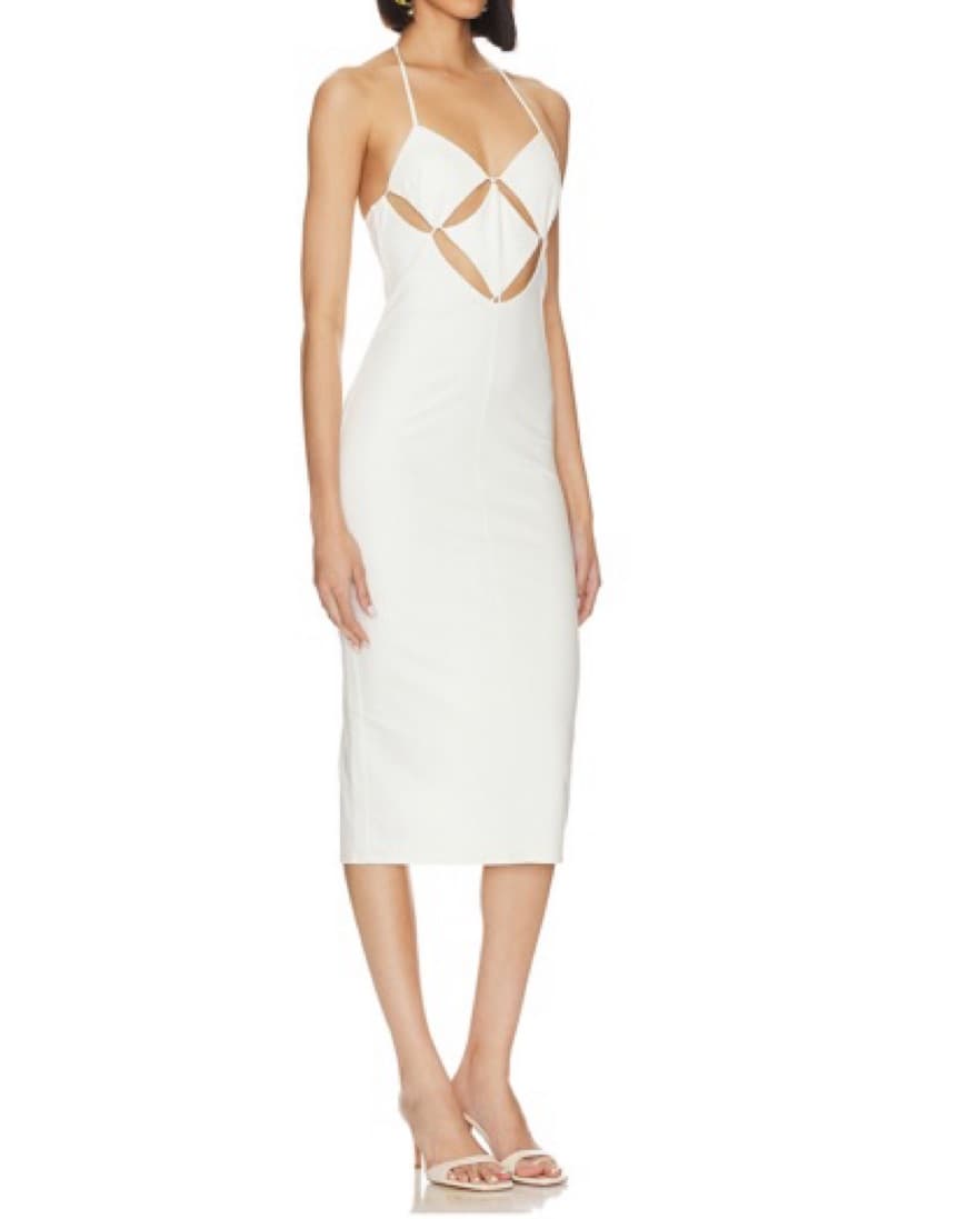 White Cut Out Midi Dress - Image 2