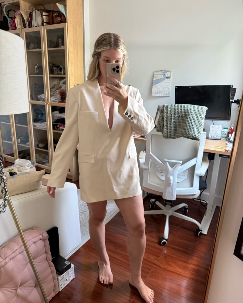 Vintage Cream Blazer Mini Dress - Image 3