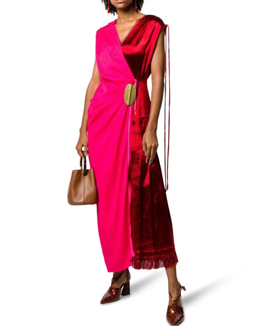 Marni Red And Pink Luxuriours Wrap Dress - Image 1