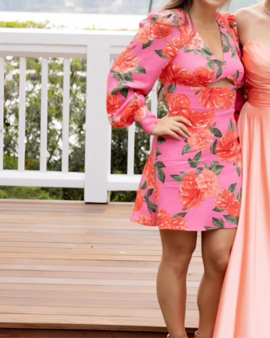 Mini Floral Pink Dress - Image 3