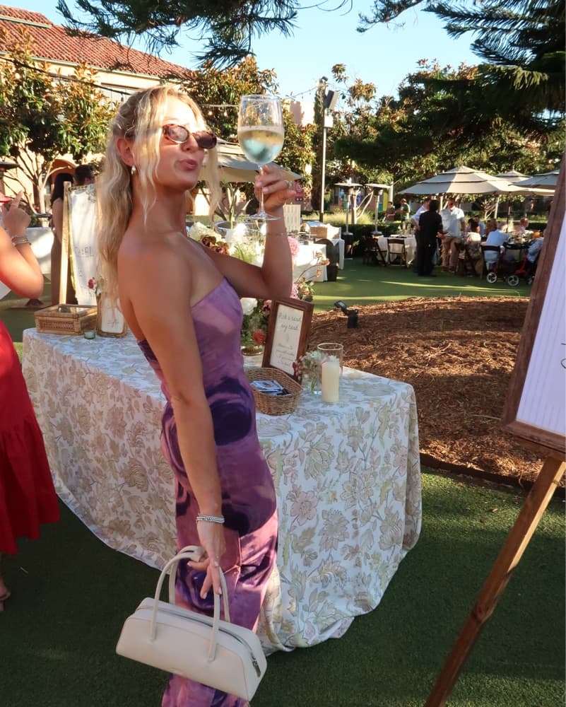 Retro Purple Midi Wedding Guest Dress - Image 2