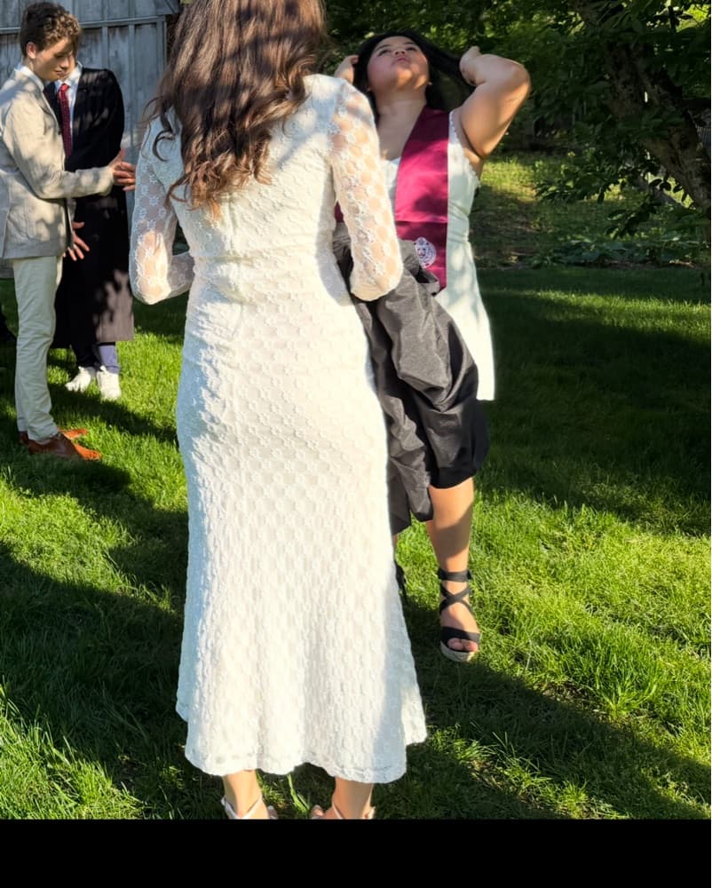 Cream Lace Long Sleeve Maxi Dress - Image 3