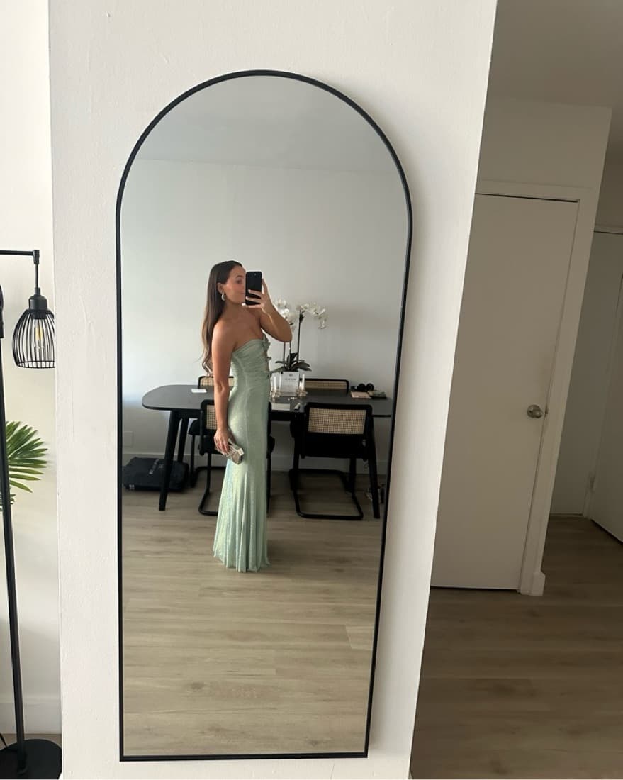 Rhinestone Strapless Gown in Green - Image 3