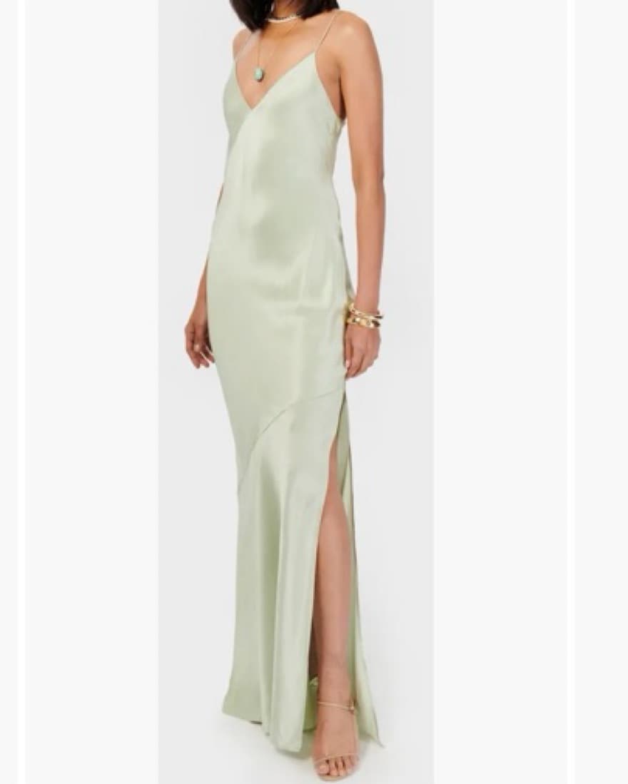 Elegant Mint Green Satin Maxi Dress - Image 1