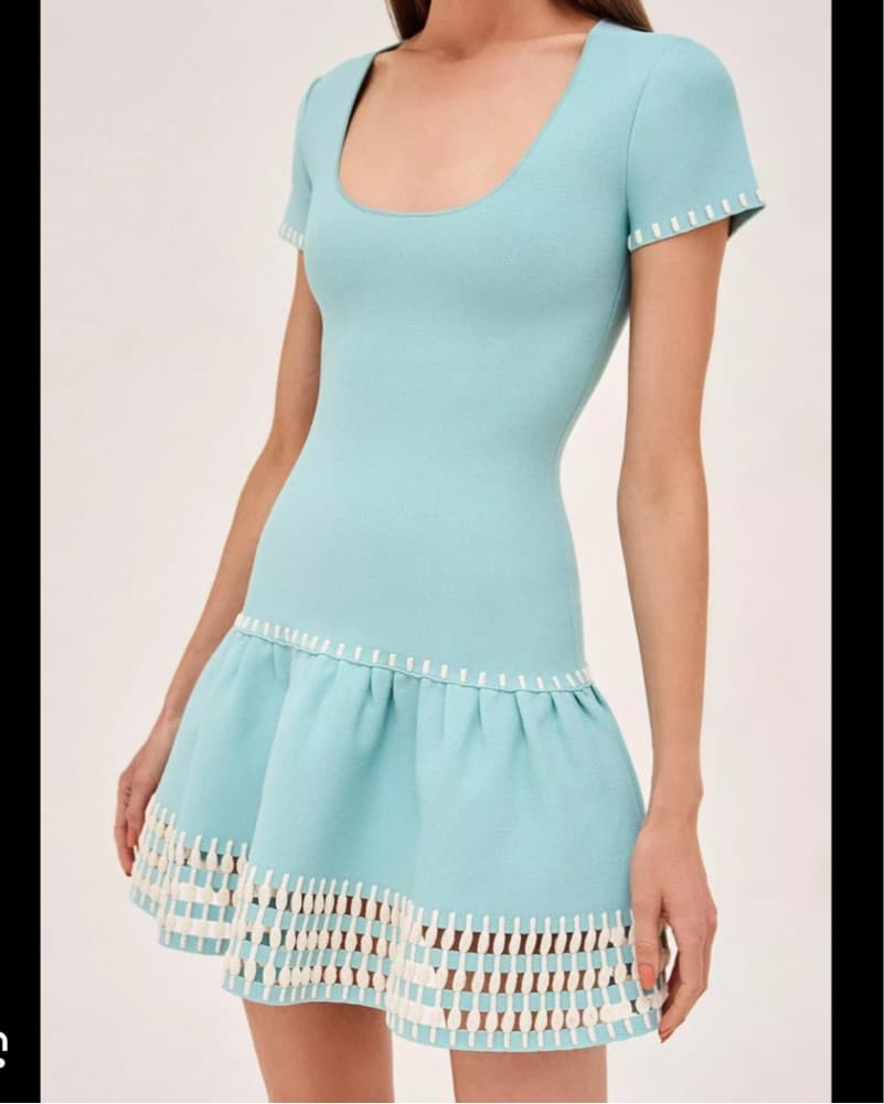 Alexis Teal Knit Flounce Dress - Image 1