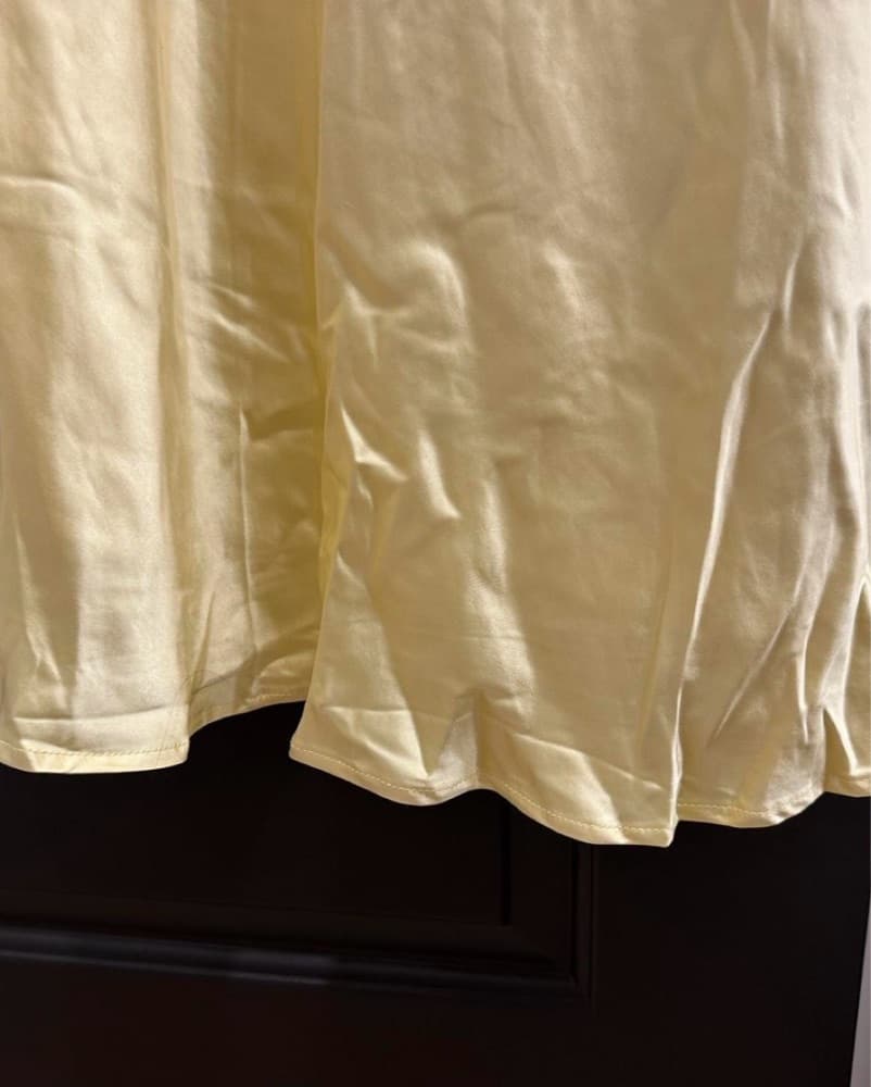 Billy J Yellow Satin Maxi Dress - Image 3