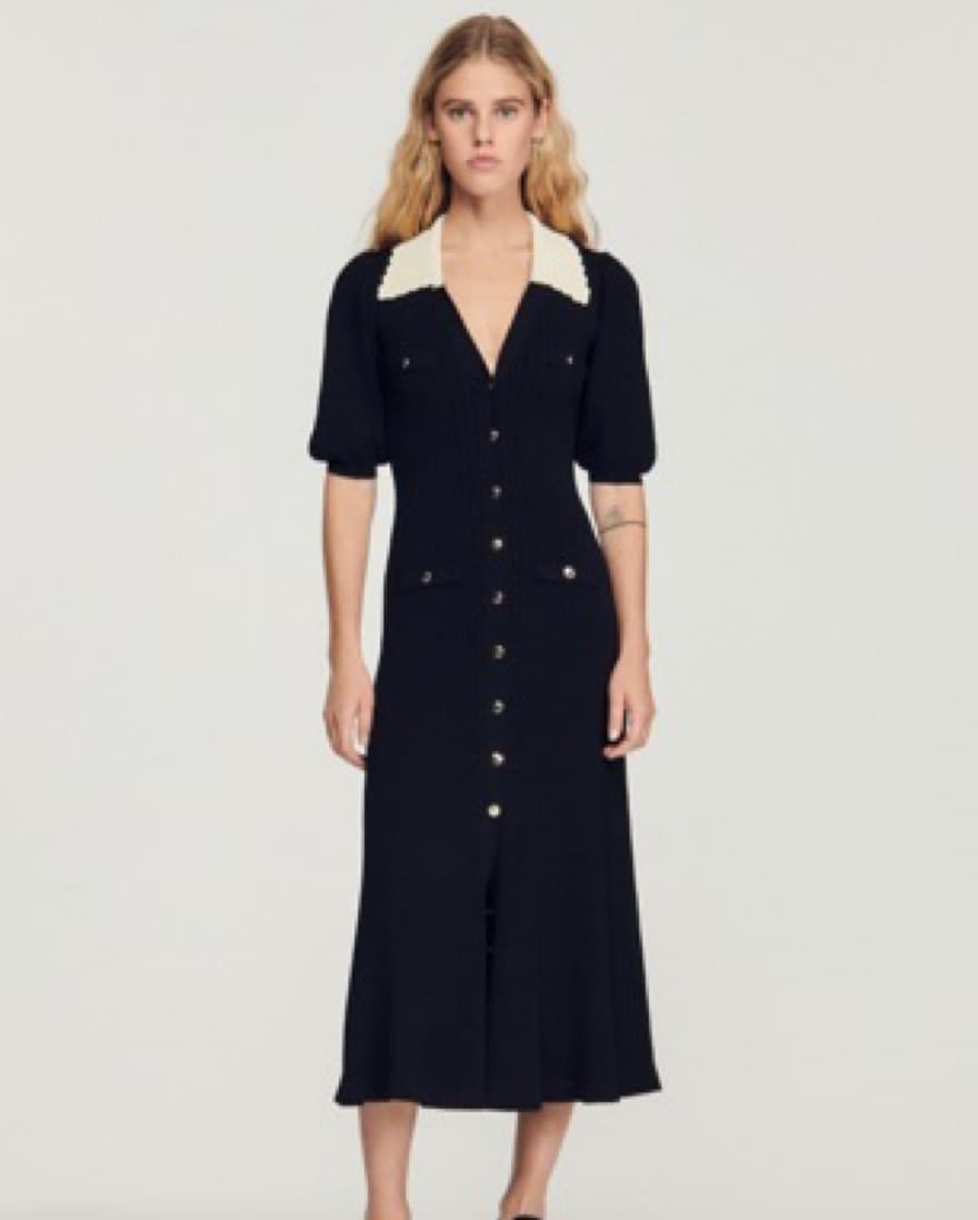 Sandro Knit Black Midi Dress - Image 1