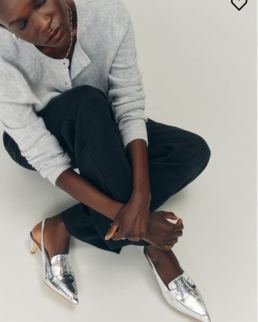 Reformation Silver Kitten Heel Loafers  - Image 2
