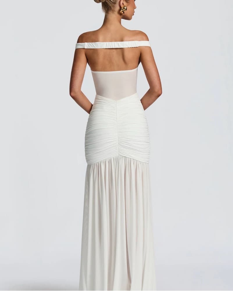 Elegant BabyBoo Off-Shoulder Ruched Gown - Image 2