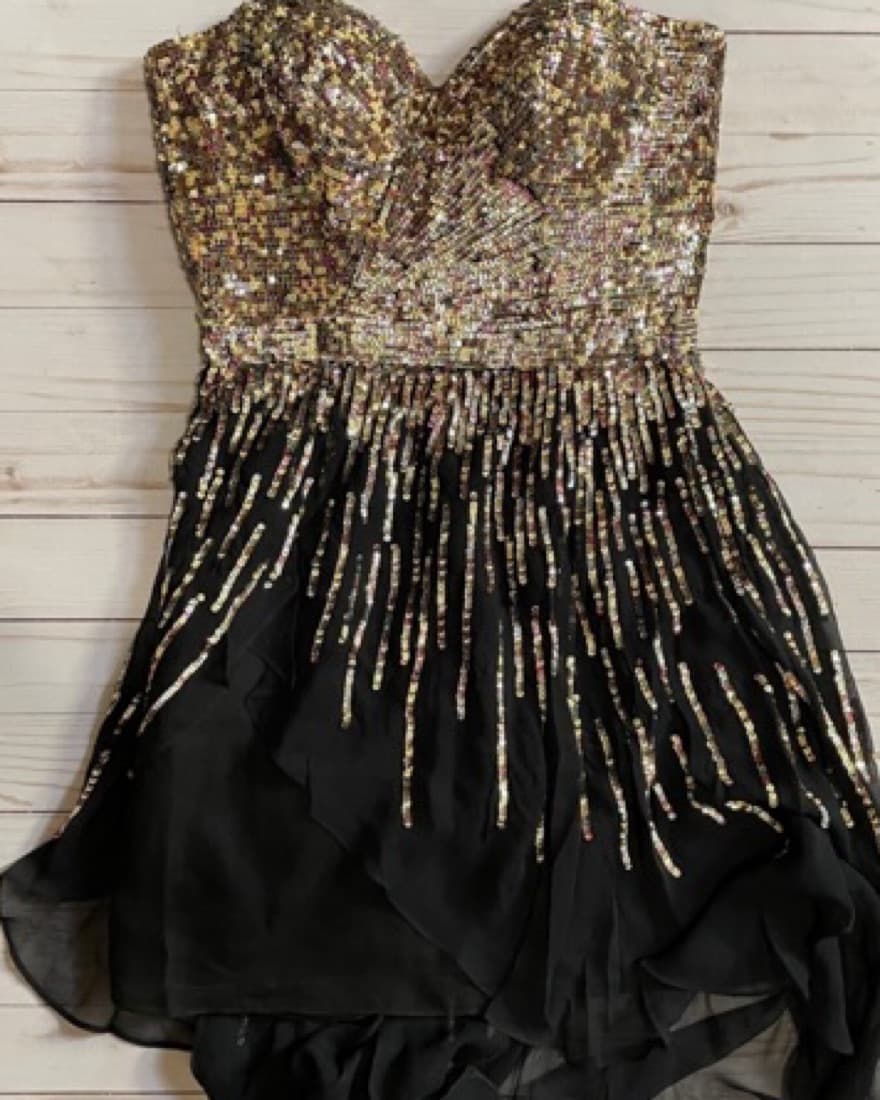 Mini Black Gold Dress - Image 2