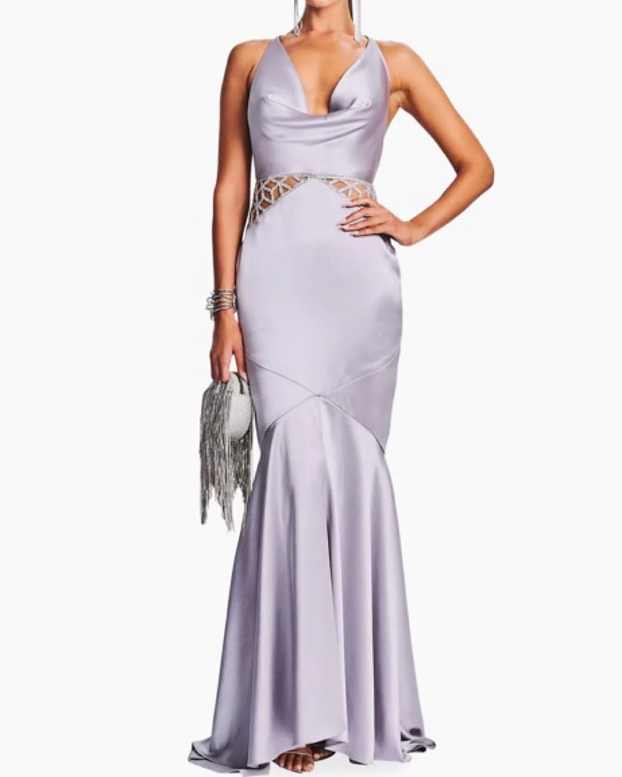 Stunning Metallic Backless Gown - Image 3
