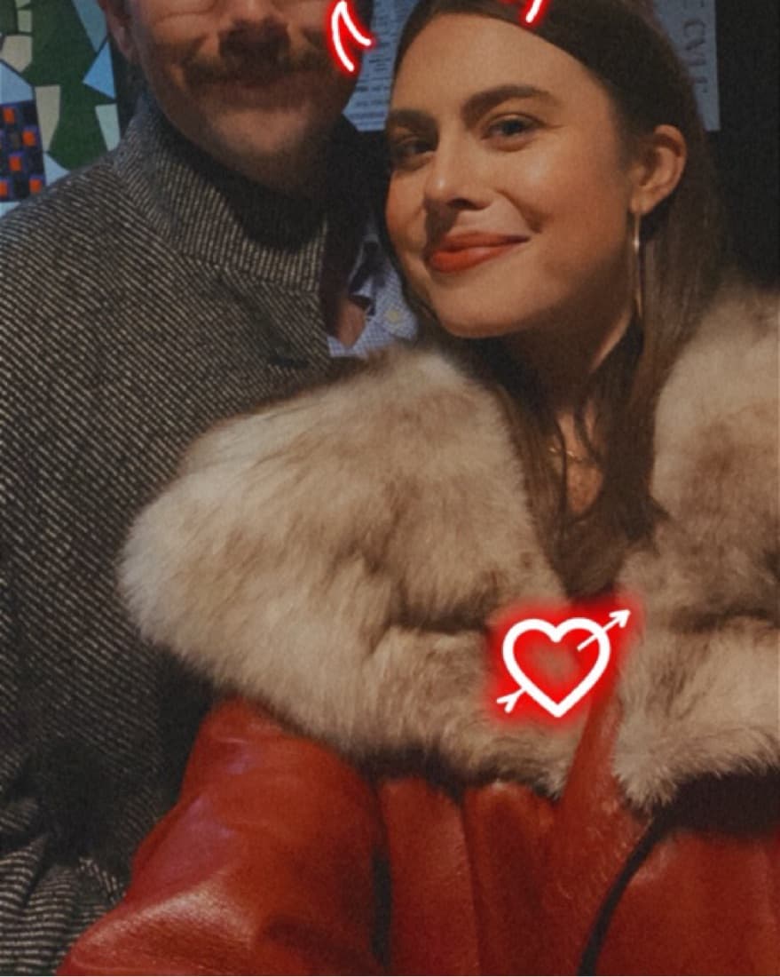 Red Leather Fur Coat Vintage Oversized  - Image 4