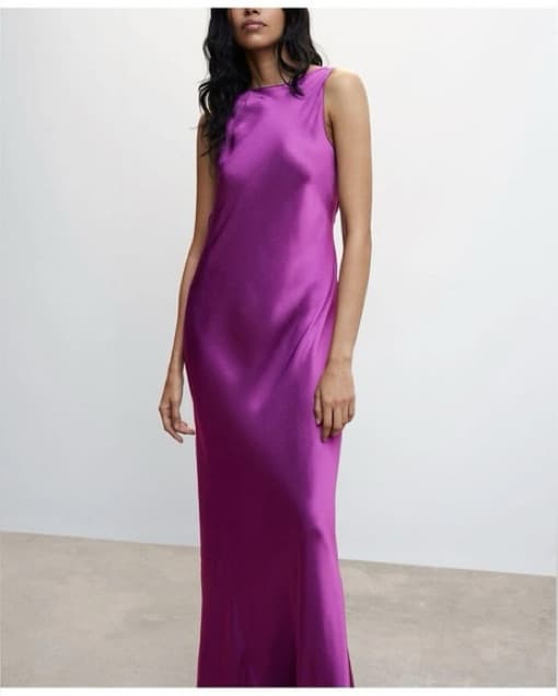 MANGO - purple low back silk dress - Image 2