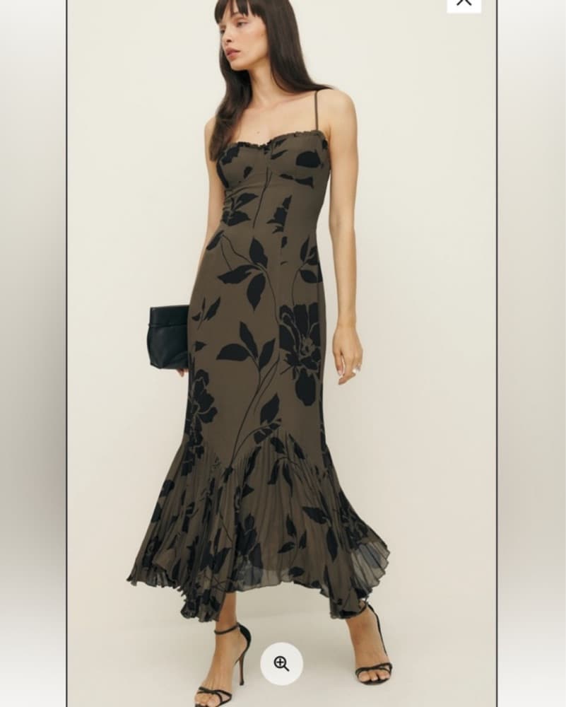 Reformation Aiko Olive Green Dress - Image 2